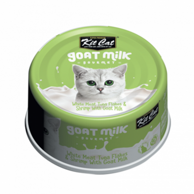 Hrana umeda Pisici Kit Cat Goat Milk Gourmet Ton Alb, Creveti, Lapte de Capra