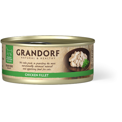 Hrană Umedă Holistică Fără Cereale cu Piept de Pui pentru Pisici Adulte Grandorf 70 g